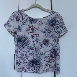 Only Women's Short Sleeve Floral Top - Purple and Blue